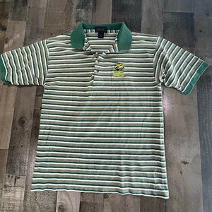 USF South Florida Bulls Polo Shirt Mens M Medium Green Striped Football VINTAGE